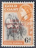 [Queen Elizabeth Stamps of 1952 of Gold Coast Overprinted "GHANA INDEPENDENCE 6TH.. MARCH, 1957", type C2]