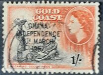 [Queen Elizabeth Stamps of 1952 of Gold Coast Overprinted "GHANA INDEPENDENCE 6TH.. MARCH, 1957", type B6]