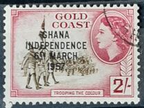 [Queen Elizabeth Stamps of 1952 of Gold Coast Overprinted "GHANA INDEPENDENCE 6TH.. MARCH, 1957", type B7]