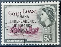 [Queen Elizabeth Stamps of 1952 of Gold Coast Overprinted "GHANA INDEPENDENCE 6TH.. MARCH, 1957", type B8]