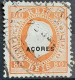 [King Luis I - Portuguese Stamps Overprinted "Acores" in Small, type F5]