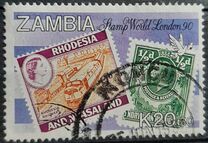 [International Stamp Exhibition STAMP WORLD LONDON '90 - Stamps on Stamps, Scrivi QL]