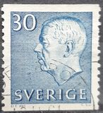 [King Gustaf VI Adolf of Sweden - White Numerals, with Imprint, type FA6]