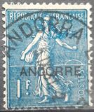 [French Postage Stamps Overprinted "ANDORRE", type B10]