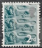 [Charlotte Brontë - Emissione regionale: Inghilterra -Un foro ellittico su ogni lato verticale / Carta: 2 bande al fosforo , Scrivi A1]