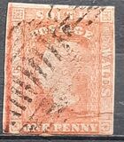 [Queen Victoria - 4 Winged "Stars" in Corners. Yellowish Paper,  Watermarked, veids B10]