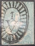 [Queen Victoria - 1st Ham Printing. Narrow Line of Colour Above "VICTORIA", type A6]
