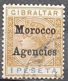 [Gibraltar Postage Stamps Overprinted "Morocco Agencies" in Black Colour - "M" with long Serif, type A18]