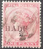 [No. 32 Surcharged "HALF" & "½", type U]