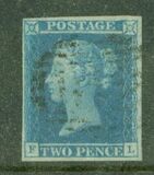 [Queen Victoria, 1819-1901 - White Line Below "POSTAGE" & Above "TWO PENCE", type B]