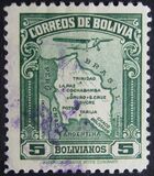 [Airmail - Map of Bolivia with Airplane, نوع BZ8]
