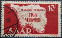 [The 1st Anniversary of the Constitution - Map of Saarland, type XT1]