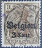[German Empire Postage Stamps Surcharged "F and Cent" & Overprinted "Belgien", タイプ B1]