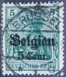 [German Empire Postage Stamps Surcharged "F and Cent" & Overprinted "Belgien", タイプ B2]