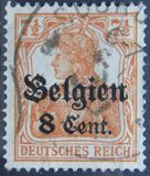 [German Empire Postage Stamps Surcharged "F and Cent" & Overprinted "Belgien", type B3]