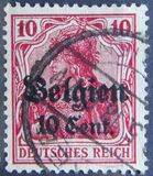 [German Empire Postage Stamps Surcharged "F and Cent" & Overprinted "Belgien", type B4]