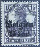 [German Empire Postage Stamps Surcharged "F and Cent" & Overprinted "Belgien", type B5]