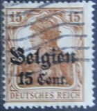 [German Empire Postage Stamps Surcharged "F and Cent" & Overprinted "Belgien", type B6]