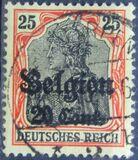 [German Empire Postage Stamps Surcharged "F and Cent" & Overprinted "Belgien", type B7]