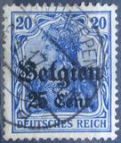 [German Empire Postage Stamps Surcharged "F and Cent" & Overprinted "Belgien", type B8]