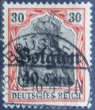 [German Empire Postage Stamps Surcharged "F and Cent" & Overprinted "Belgien", type B9]