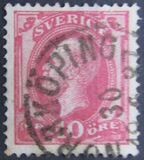 [King Oscar II Stamp of 1885 with Blue Coach Horn on Back, Tip H1]