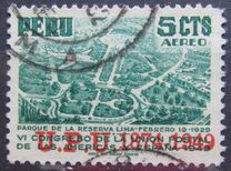 [Airmail - The 75th Anniversary of U.P.U. - Unissued Stamps inscribed "VI CONGRESO DE LA UNION POSTAL DE LAS AMREICAS Y ESPANA-1949" Overprinted "U.P.U. 1874-1949", veids JQ]