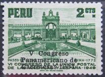 [The 5th Pan-American Highways Congress - Unissued "VI CONGRESO DE LA UNION POSTAL" Stamps, Overprinted "V Congreso Panamericano de Carreteras 1951", type JZ]