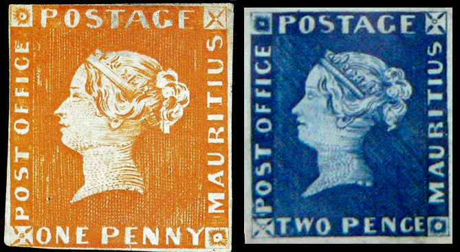 mauritius one penny and two pence stamps